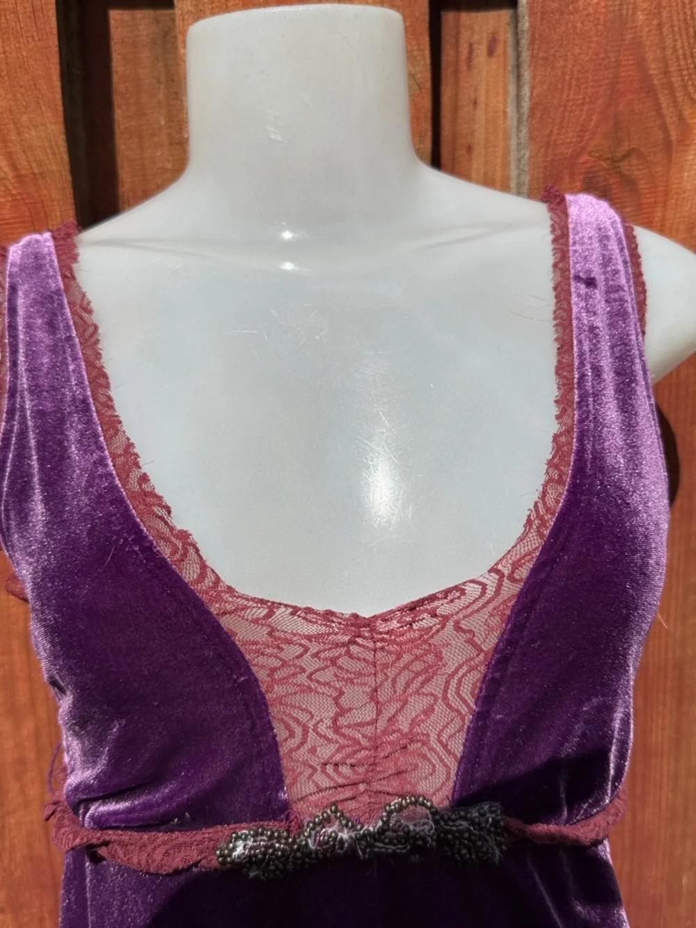 Free People Yellow Felt Flower Accent on Plum Fabric SP